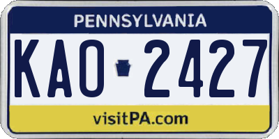 PA license plate KAO2427