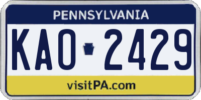 PA license plate KAO2429