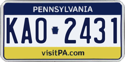 PA license plate KAO2431