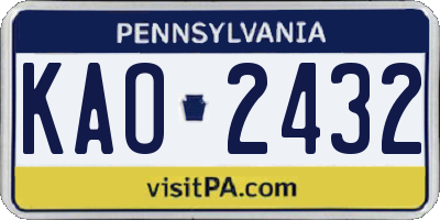 PA license plate KAO2432