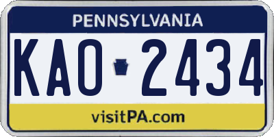 PA license plate KAO2434