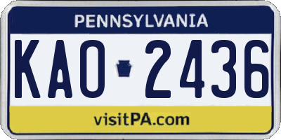 PA license plate KAO2436