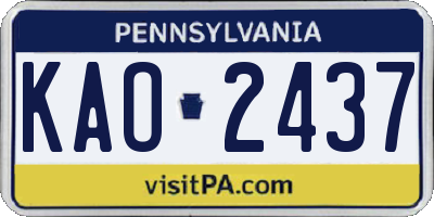 PA license plate KAO2437