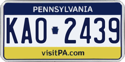 PA license plate KAO2439