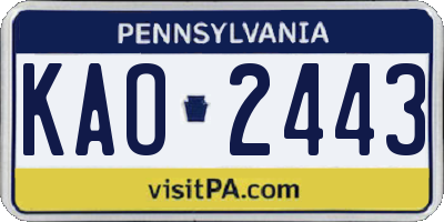 PA license plate KAO2443