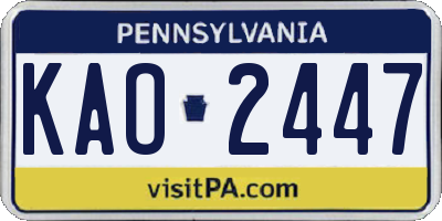 PA license plate KAO2447