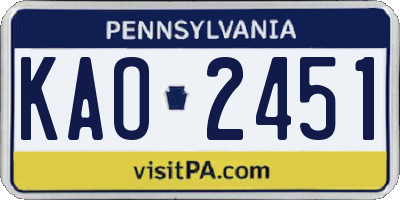 PA license plate KAO2451
