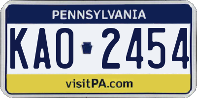 PA license plate KAO2454