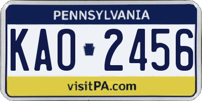PA license plate KAO2456