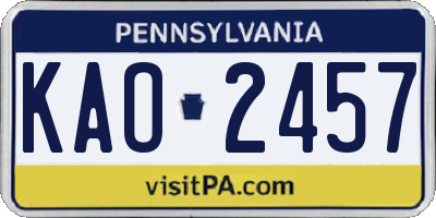 PA license plate KAO2457