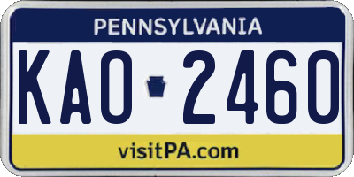 PA license plate KAO2460