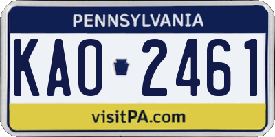 PA license plate KAO2461