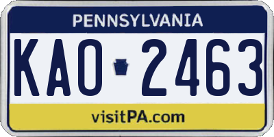 PA license plate KAO2463
