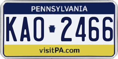 PA license plate KAO2466