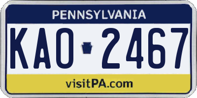 PA license plate KAO2467