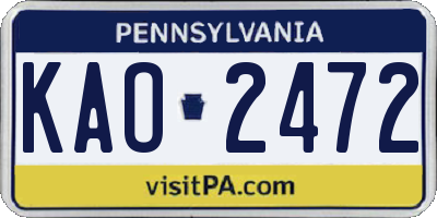 PA license plate KAO2472