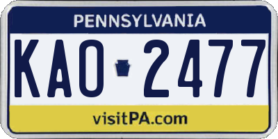PA license plate KAO2477