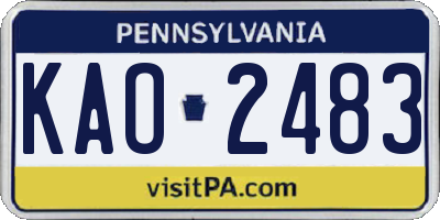 PA license plate KAO2483