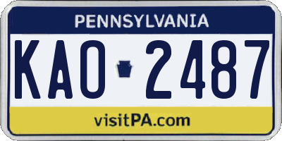 PA license plate KAO2487