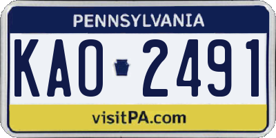 PA license plate KAO2491