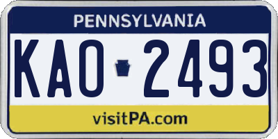 PA license plate KAO2493