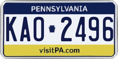 PA license plate KAO2496