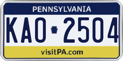 PA license plate KAO2504