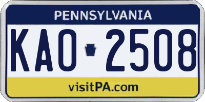 PA license plate KAO2508