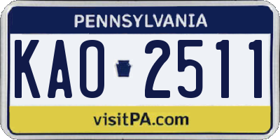 PA license plate KAO2511