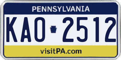 PA license plate KAO2512