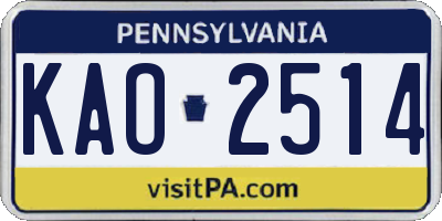 PA license plate KAO2514