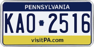 PA license plate KAO2516