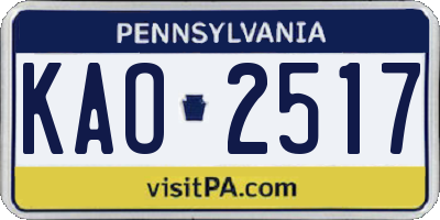 PA license plate KAO2517