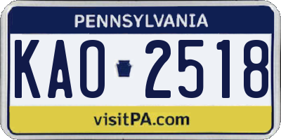 PA license plate KAO2518