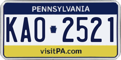 PA license plate KAO2521