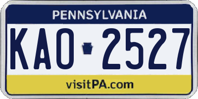 PA license plate KAO2527