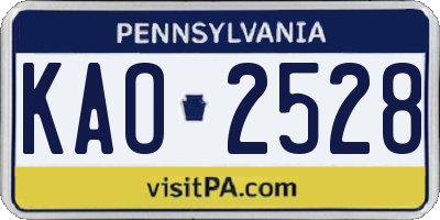 PA license plate KAO2528