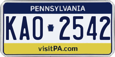 PA license plate KAO2542