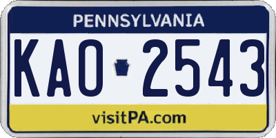 PA license plate KAO2543