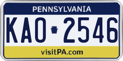 PA license plate KAO2546