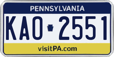 PA license plate KAO2551