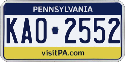 PA license plate KAO2552