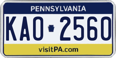 PA license plate KAO2560