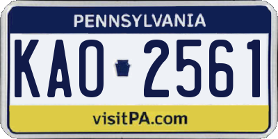 PA license plate KAO2561