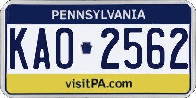 PA license plate KAO2562