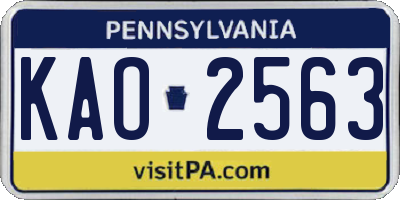 PA license plate KAO2563