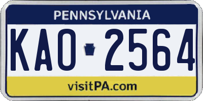 PA license plate KAO2564