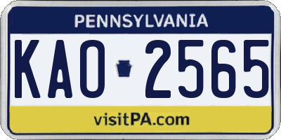 PA license plate KAO2565