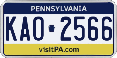 PA license plate KAO2566