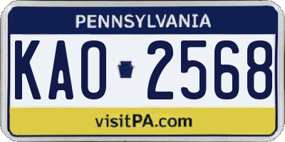 PA license plate KAO2568